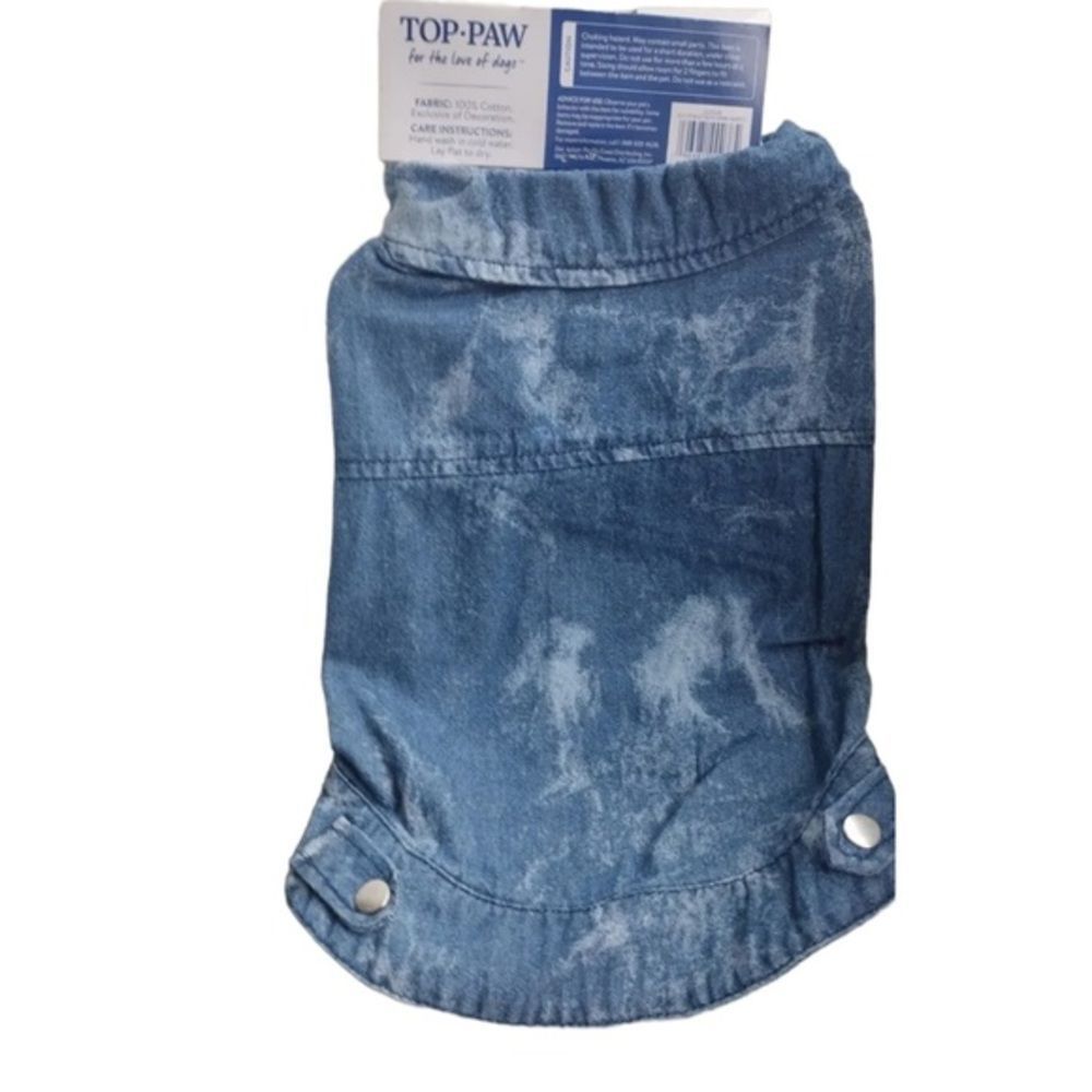 Top Paw Brand Dog Denim Jacket Short Sleeve - Picture 8 of 9